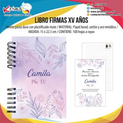 Libreta Libro de Firmas XV años Lila